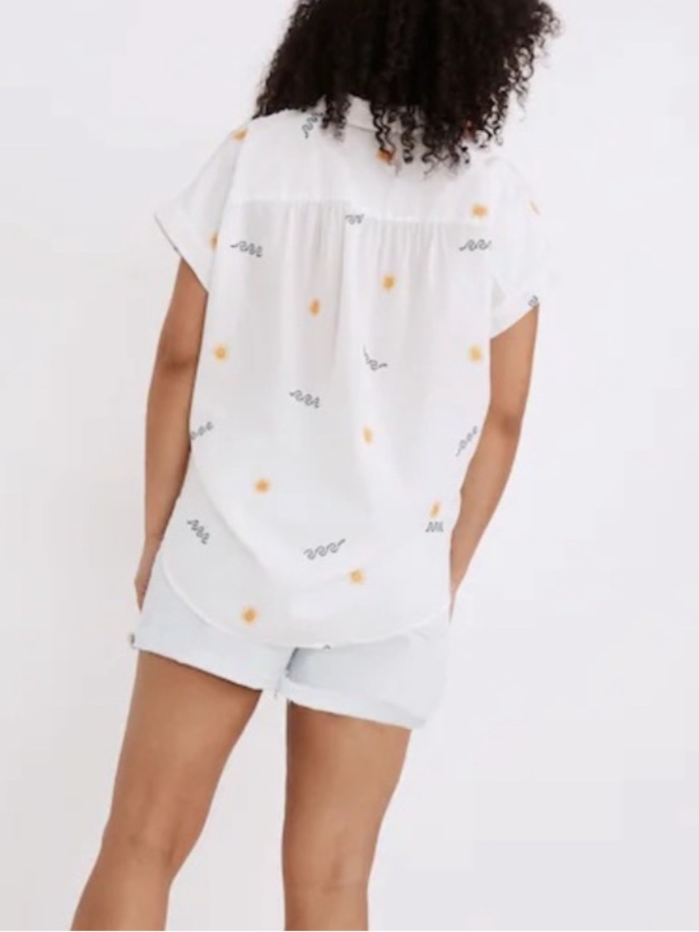 Madewell White Sun Embroidered Central Shirt Size Large - Picture 3 of 10